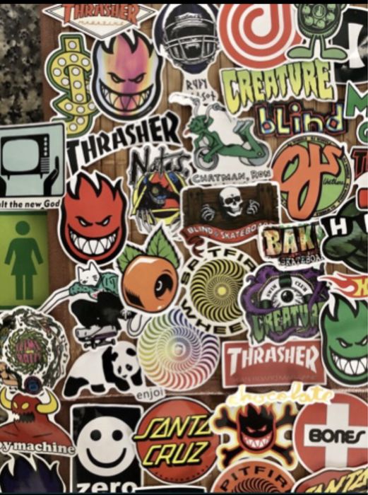 100 Stickers / Autocolantes marcas skate, surf