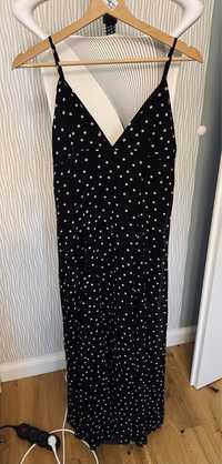 Sukienka damska długa czarna w białe kropki Zara rozmiar M