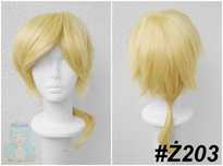Len Vocaloid Link Cosplay wig żółta peruka z kitką żółty wig blond