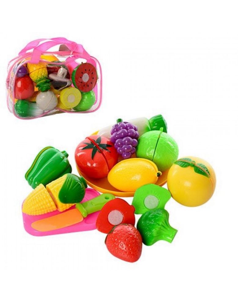 Детские фрукты и овощи на липучках в сумочке