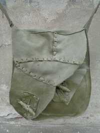 Artystyczna zielona torebka skórzana. Handmade