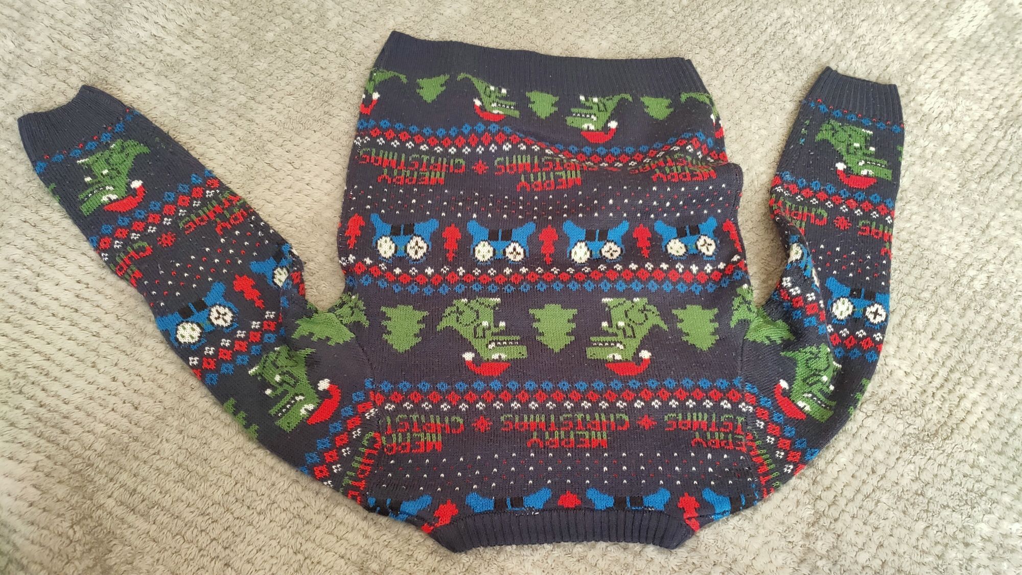 Sweter świąteczny dinozaury 98-104