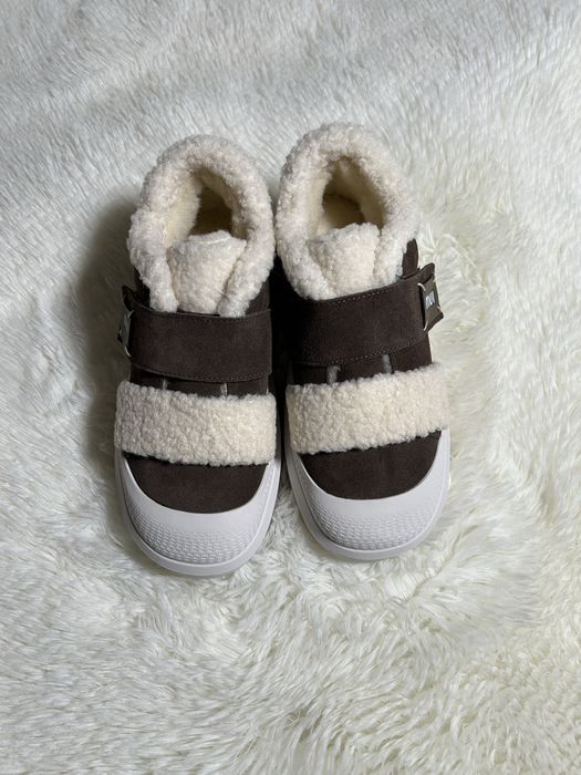 Кеди зимові трендові на хутрі. Черевики коричневі на хутрі