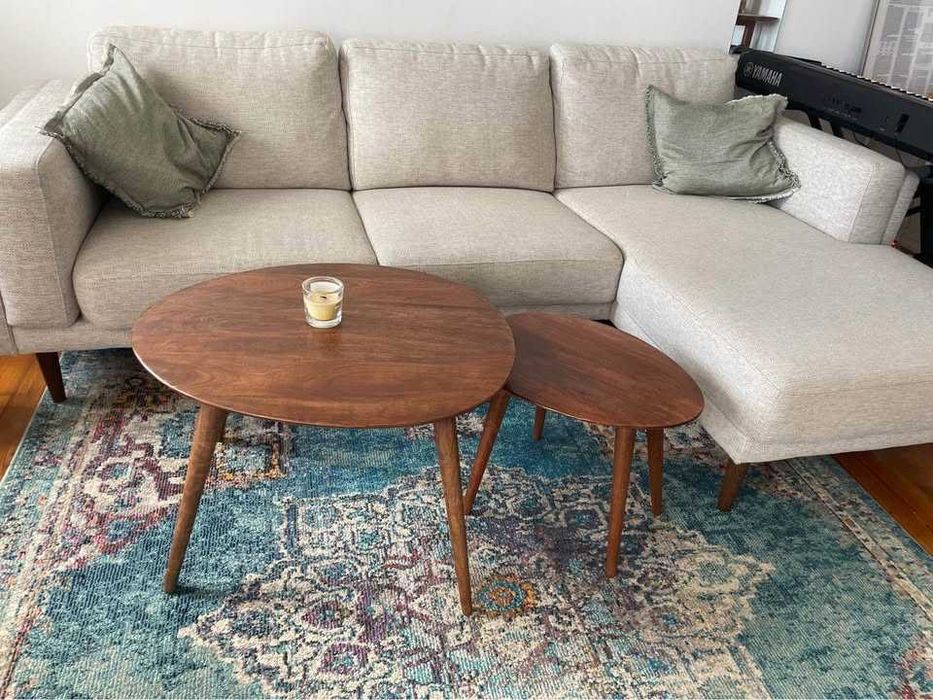 Sofá Chaise-longue à Direita — Gato Preto “Beige Bloom”