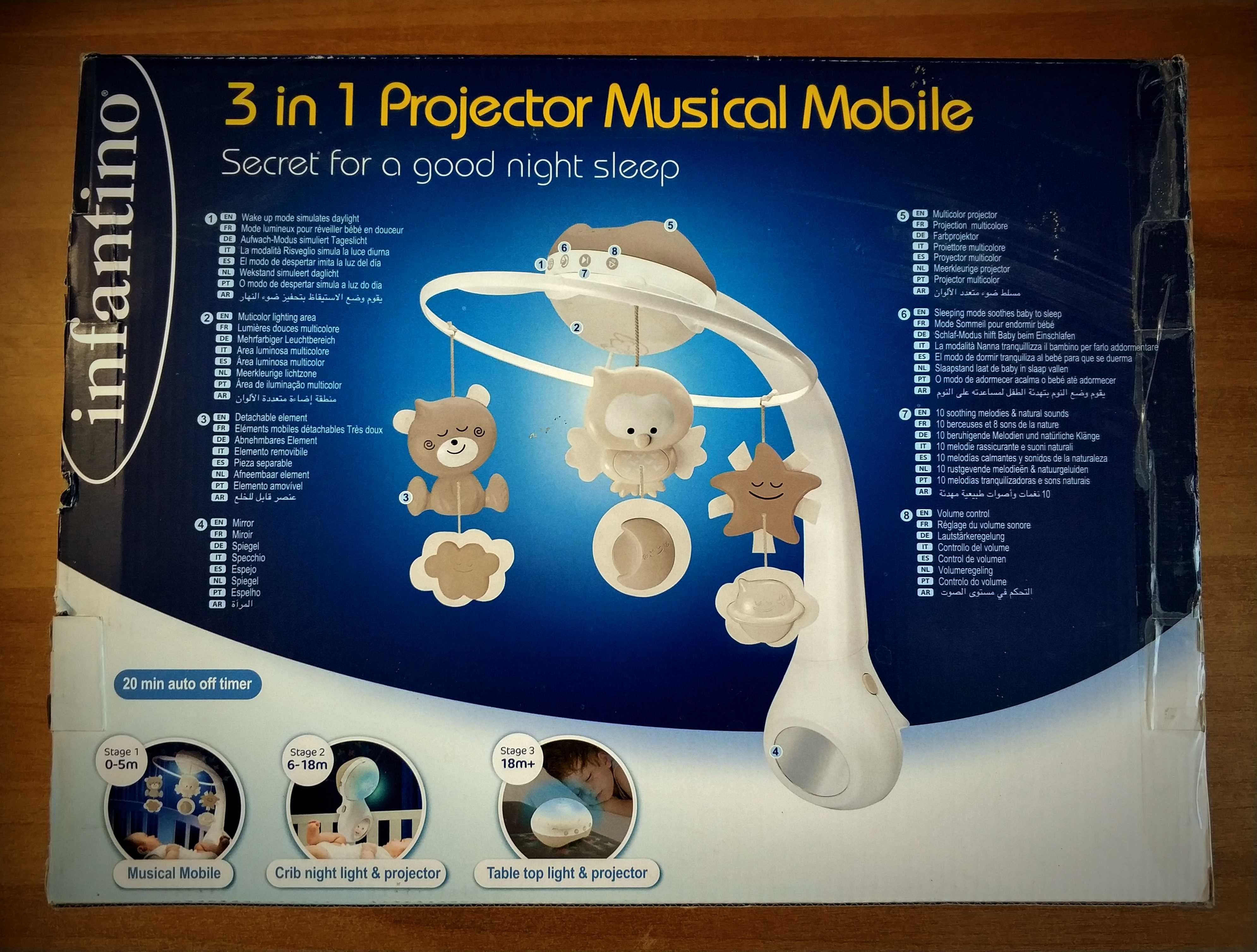 Мобіль Infantino (Музыкальный моб) 3 в 1 с проектором Серый (004915I).