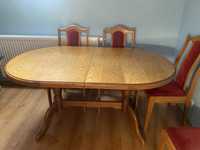 Drewniany zestaw stół oraz 6 krzeseł