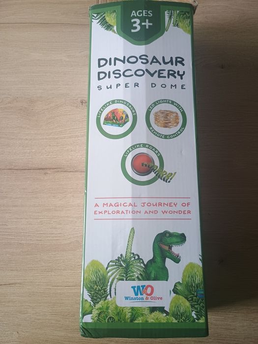 Nowy duży namiot dziecięcy z motywem dinozaurów. Zestaw figurek, LED