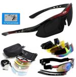Солнцезащитные очки тактические черные с красным Oakley 5 линз