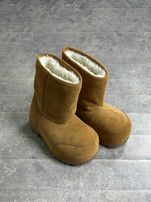 BALENCIAGA ALASKA High Fur Boots ботинки чоботи коричневі сапожки
