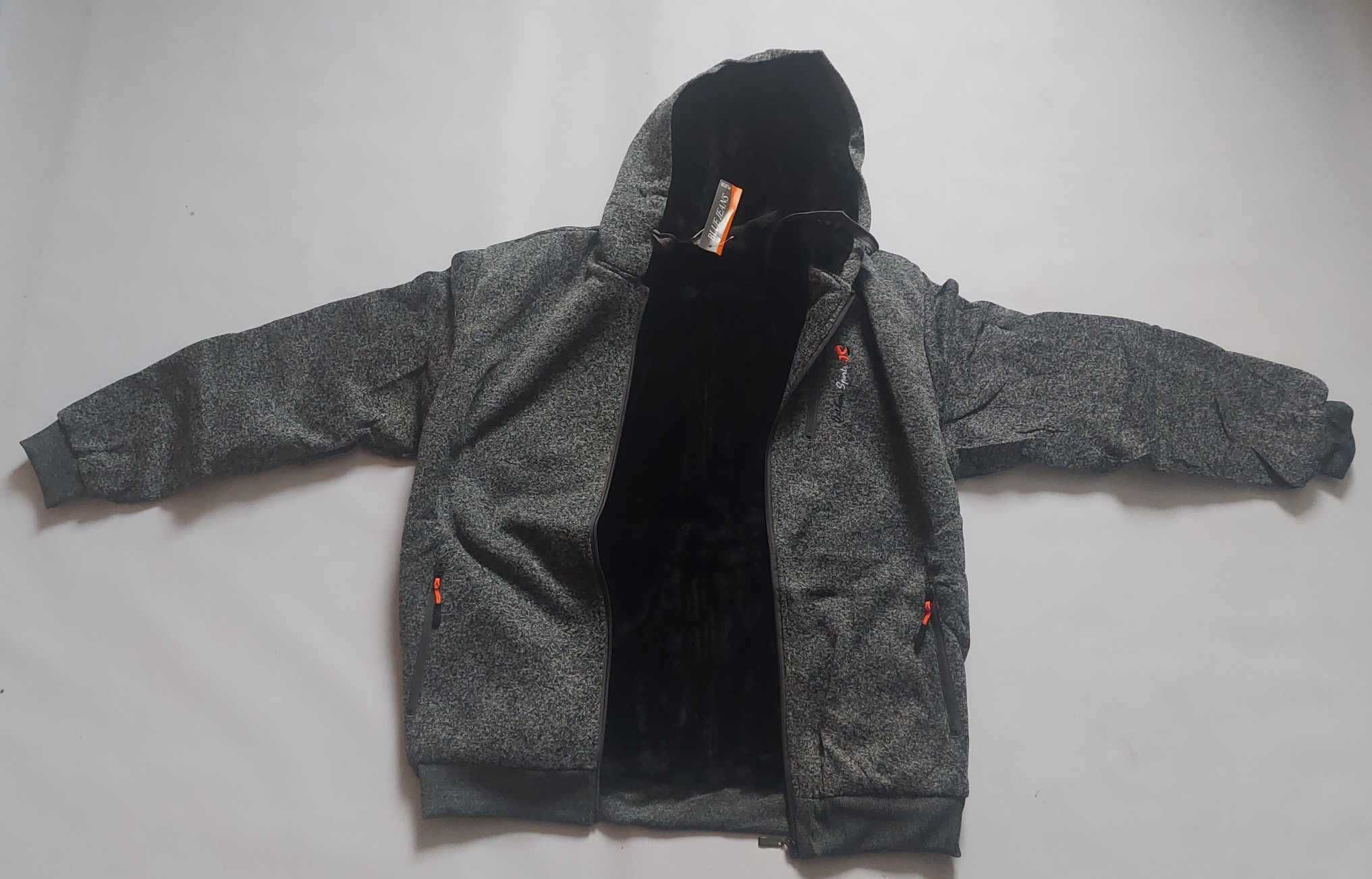 Bluza męska gruba ocieplana futerkiem melanż Blue Jeans PL0726 r 3XL