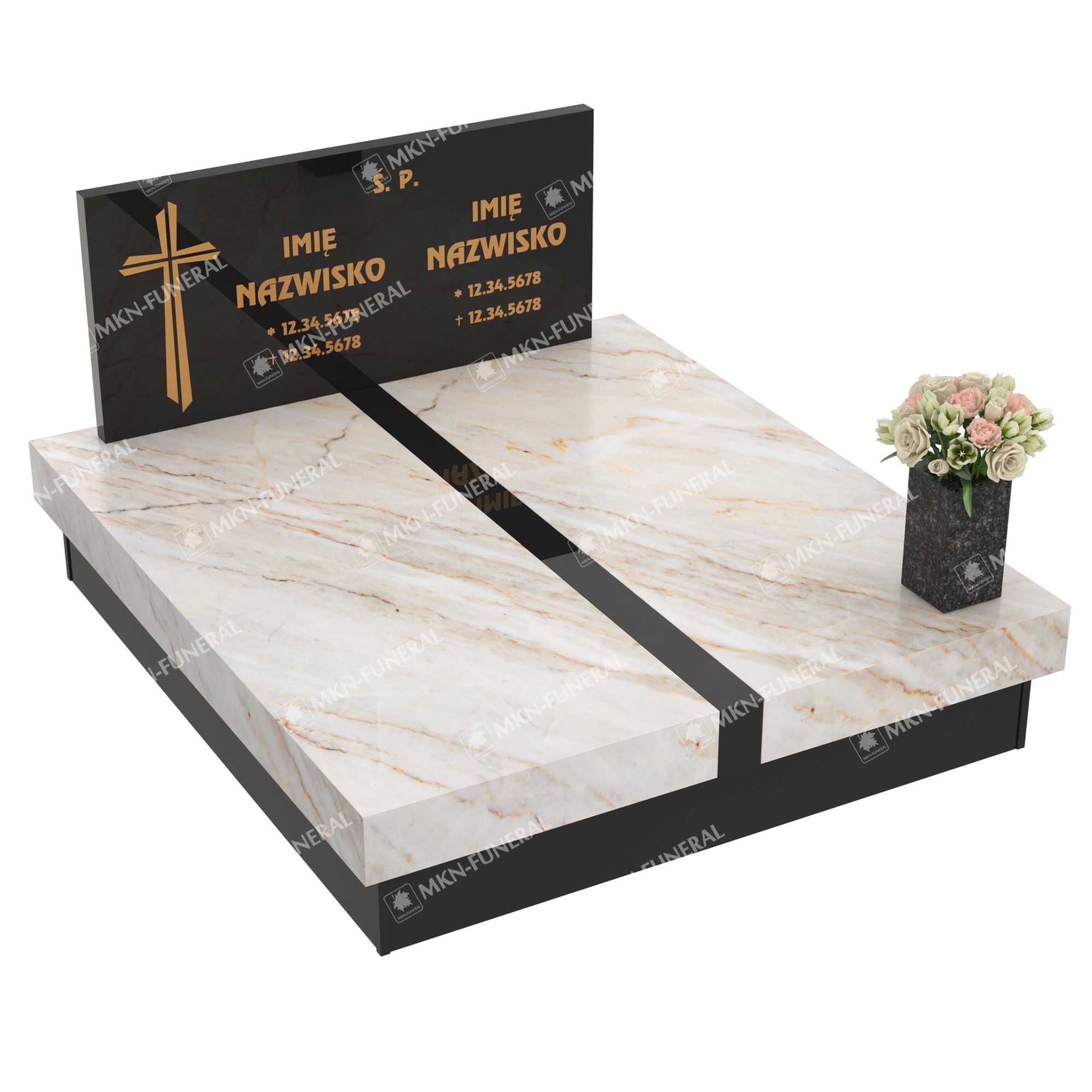 Solidne i eleganckie nagrobki kompozytowe, podwójne.