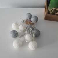Cotton Balls miniaturka oświetlenie 10 szt Led lampki białe szare NOWE