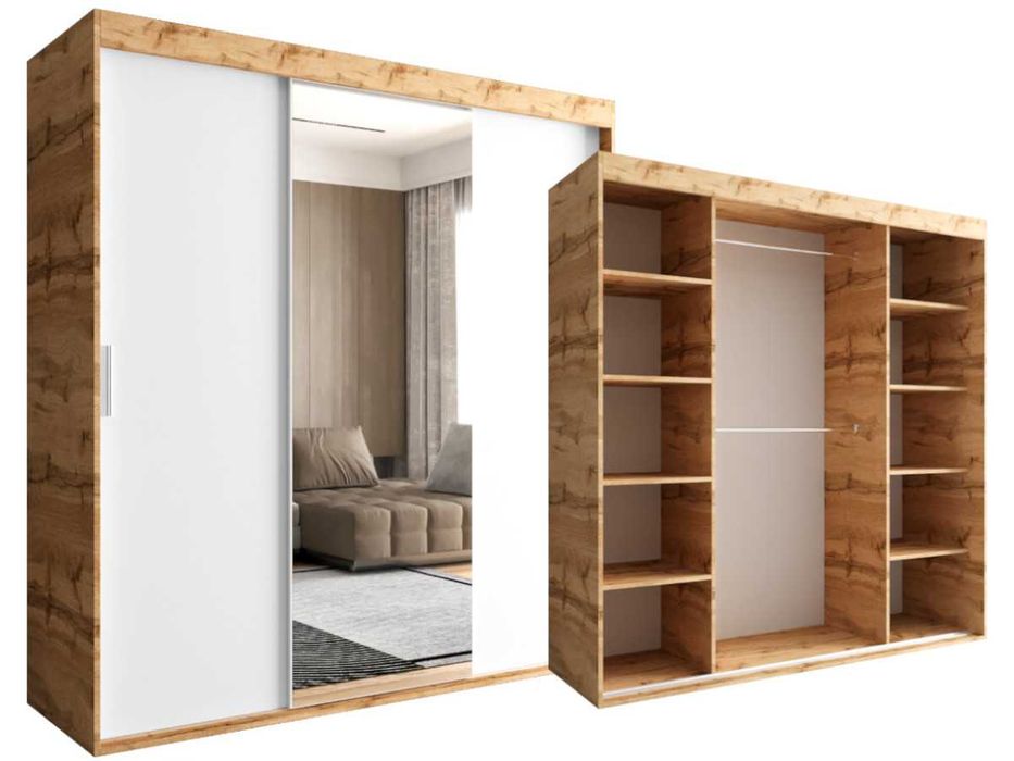 Szafa WYSYŁKA OD 3 DNI WOTAN BIAŁY 3 Drzwiowa 180 CM Lustro OTARIO