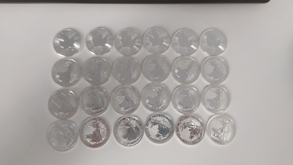 Onças de prata, Britânia e Maple Leaf