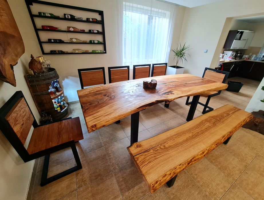 Stół z litego drewna z naturalną krawędzią monolit dębu jesionu klonu