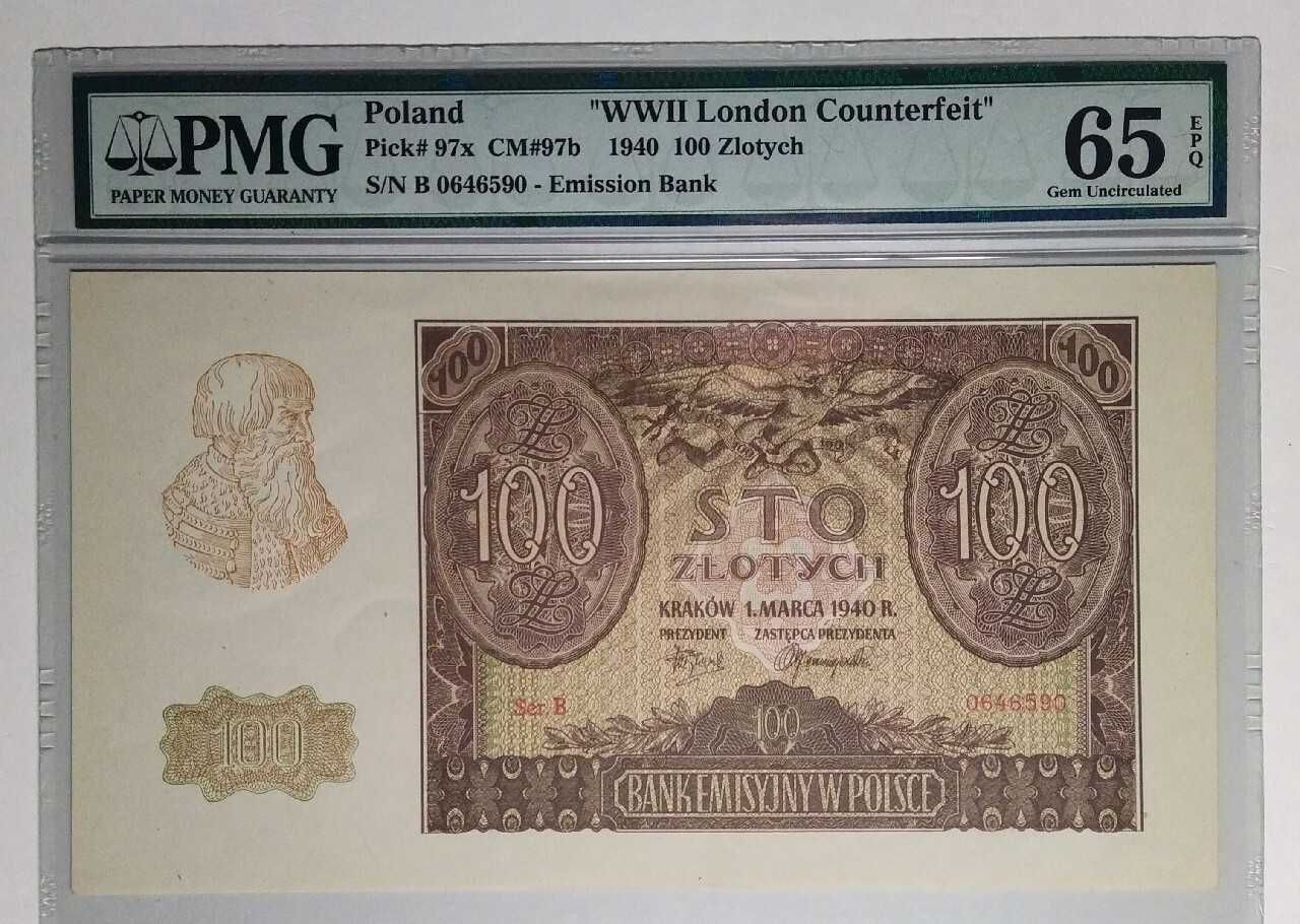 100 złotych 1940 WWII London Counterfeit