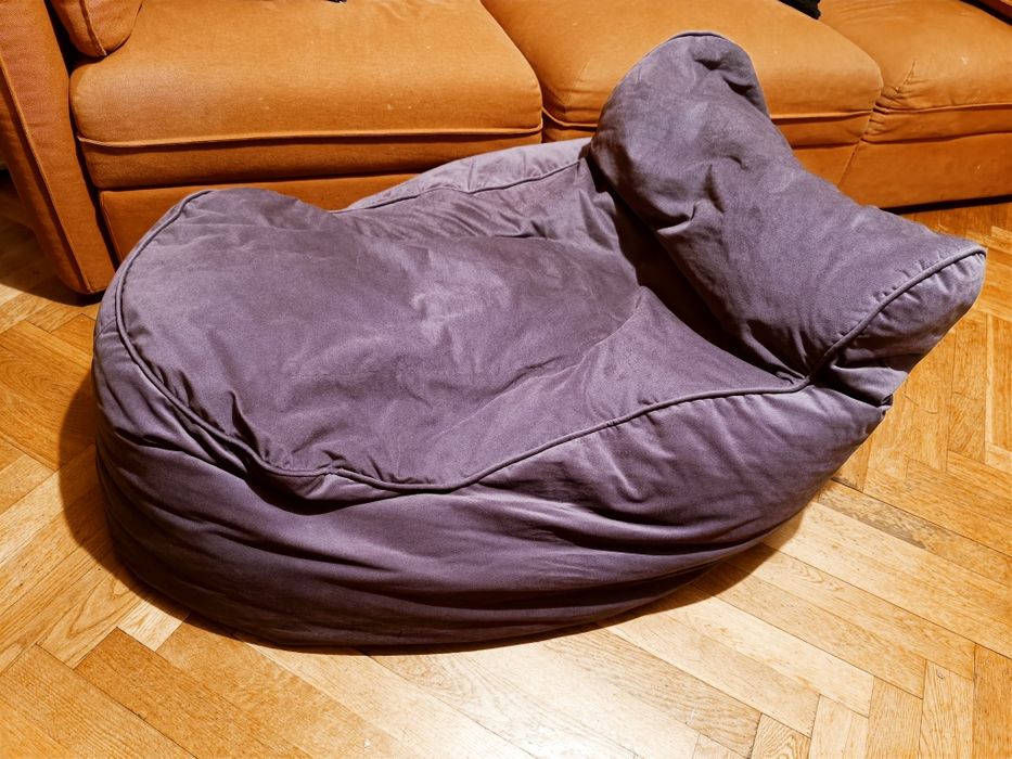 Fotel pufa z wypełnieniem granulkami Undo Amore Plusz fioletowy