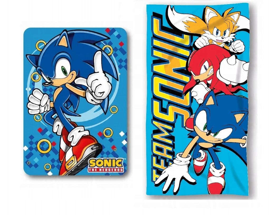 Koc 100x140 Polarowy + Ręcznik 70x140 Jeż Sonic Sonik Polar