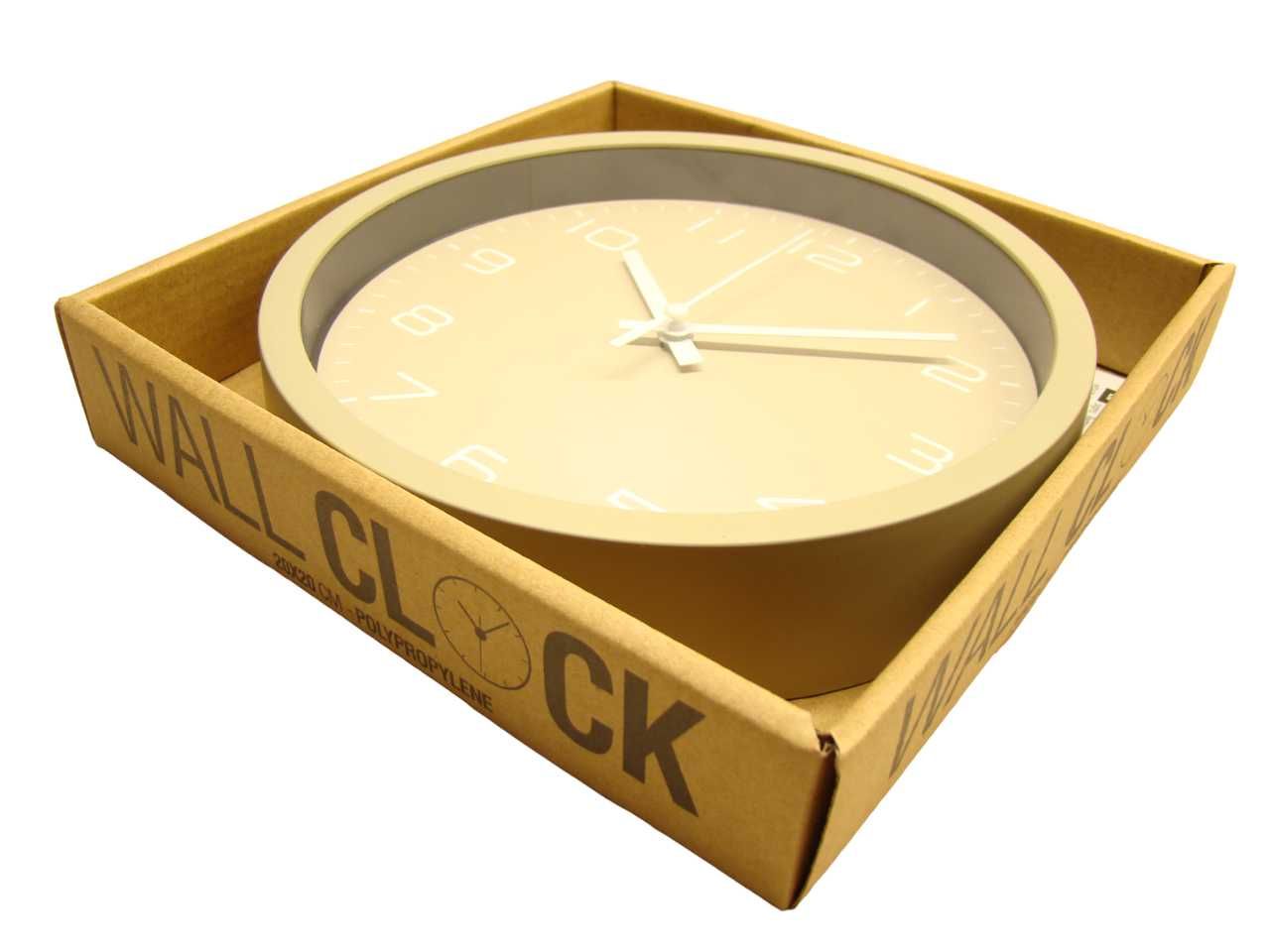 Nowy zegar ścienny tykający na ścianę beżowy wall clock gratis bateria