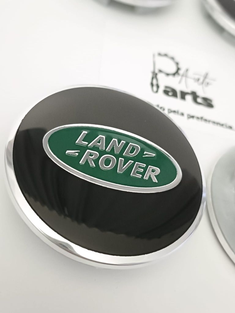 Conjunto 4 Centros de jante Land Rover 63mm (Preto/Verde)