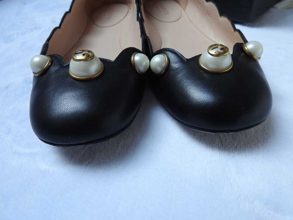 Gucci skórzane baletki czółenka z perłami skóra baleriny  36,5 unikat