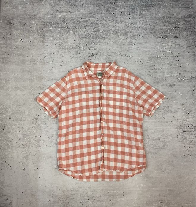 L.L. Bean męska lniana koszula w kratę rozmiar XL~
