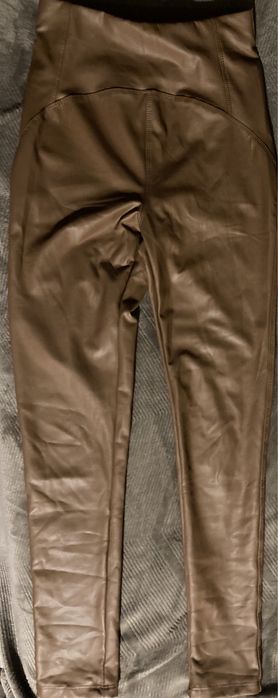 Nowe spodnie z eko skóry brązowe czekoladowe  S 36