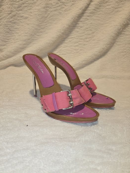 Szpilki klapki różowe 39