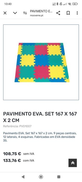 Tapete Eva em muito bom estado