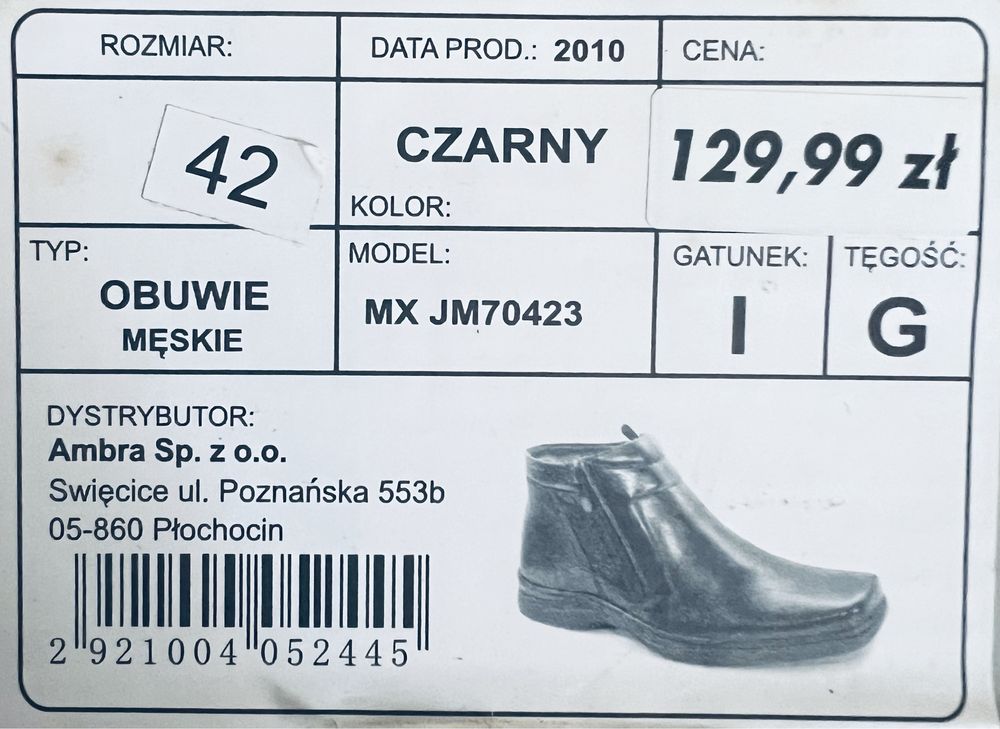 Nowe buty męskie Alfredo Mardini roz. 42, czarne, ocieplane