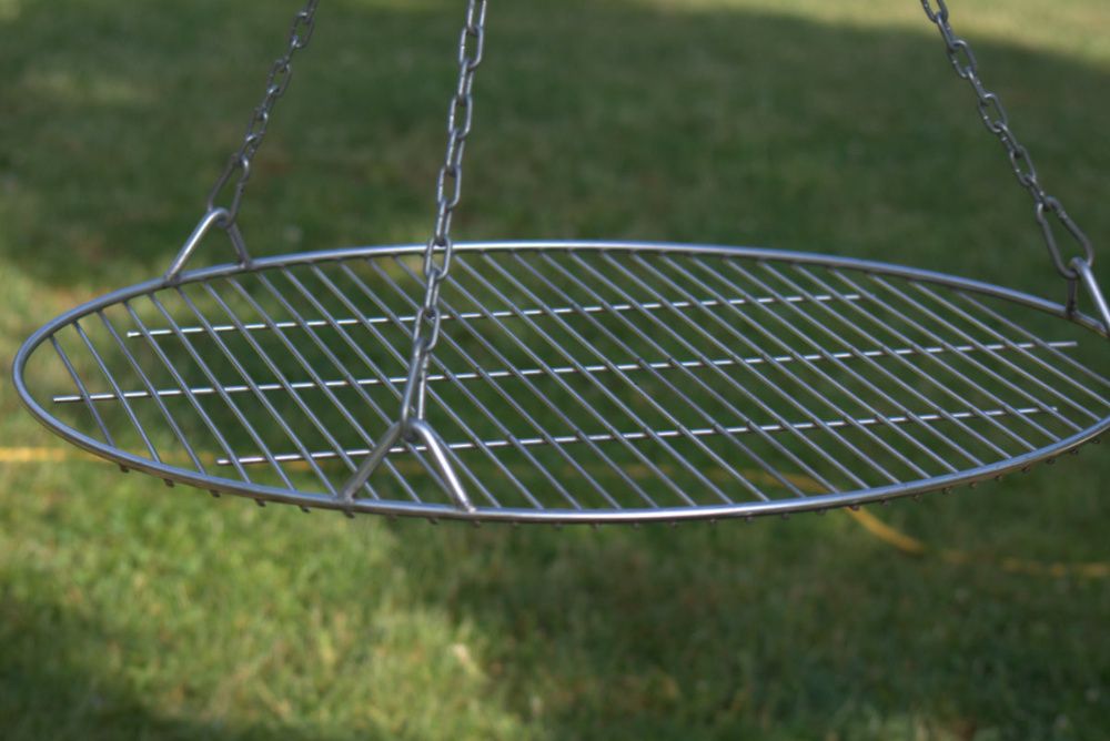 Grill obrotowy z kołowrotkiem nad ognisko, ruszt nierdzewny 70 cm