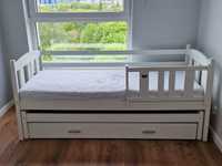 Łóżko dziecięce białe z szufladą dwu osobowe dwa poziomy rozsuwane