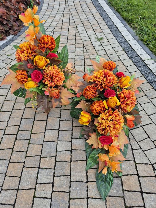 Komplet nagrobny bukiet chryzantemy jesienny rudy