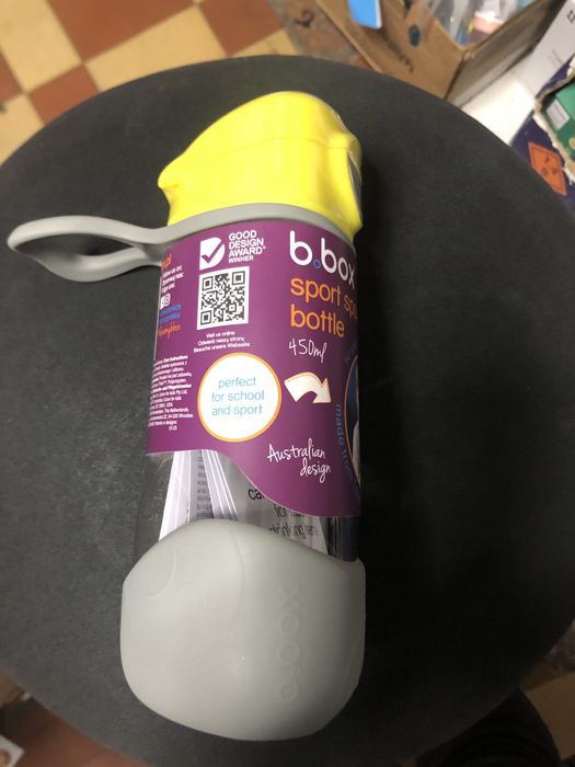 Nowy tritanowy bidon b.box 450 zl lemon żółty szary z ustnikiem dzieck