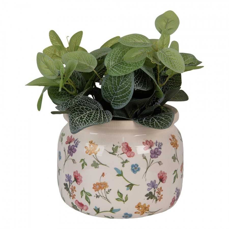 Donica osłonka ceramiczna w kwiatki  20x15cm. 6CECFL0001L