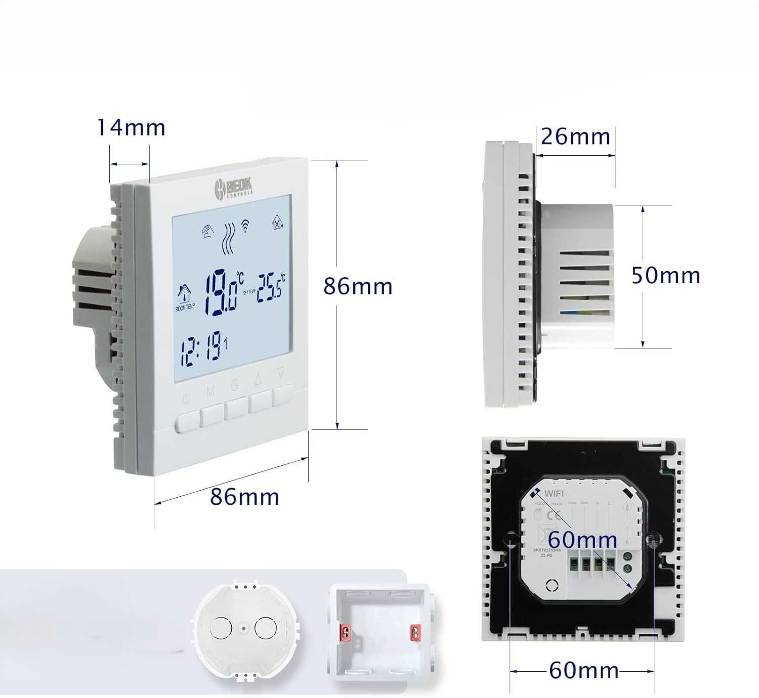 Beok BOT-313 WiFi Termostat Pokojowy do Kotła Gazowego 220V 3A