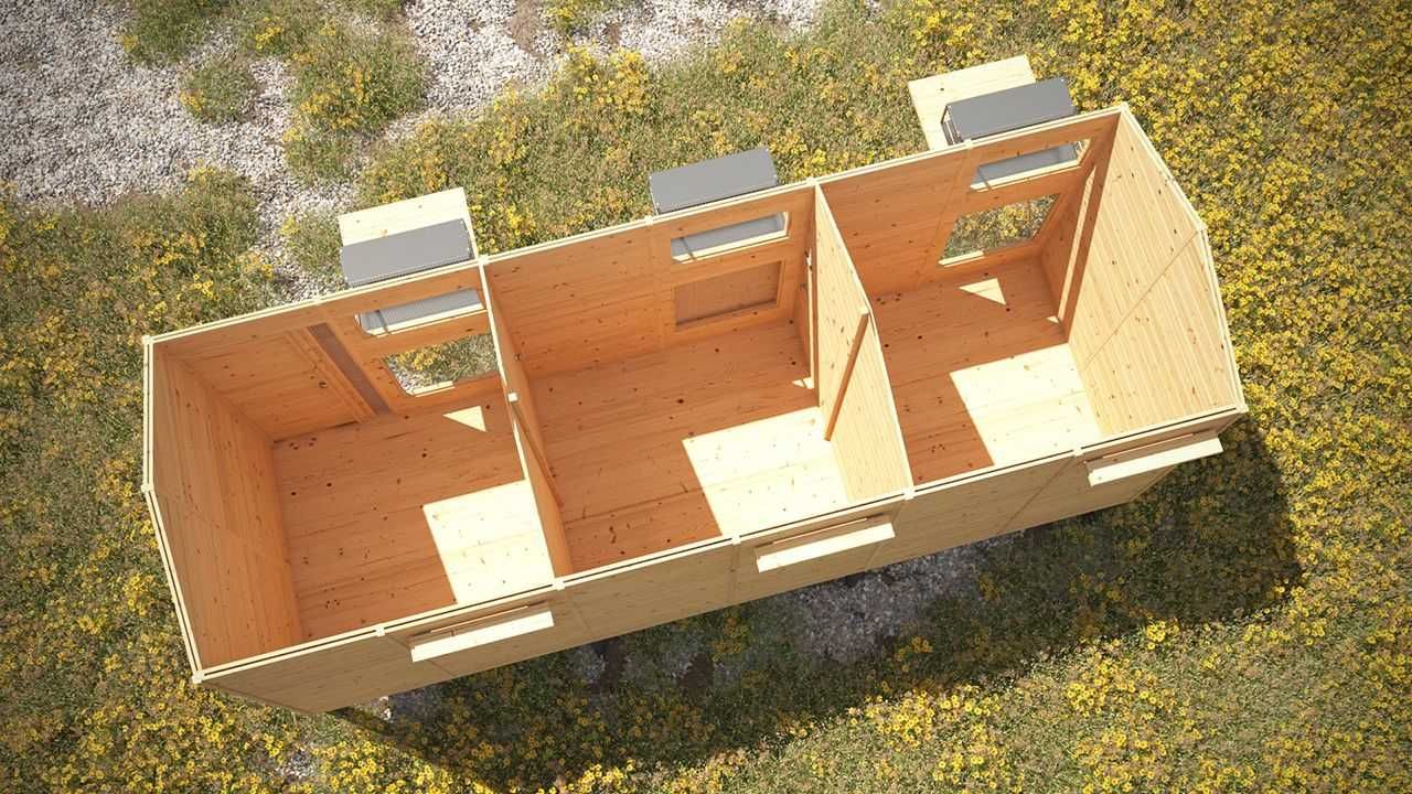 Gołębnik wolnostojący konstrukcja wloty przegrody gont 300x800 20mm