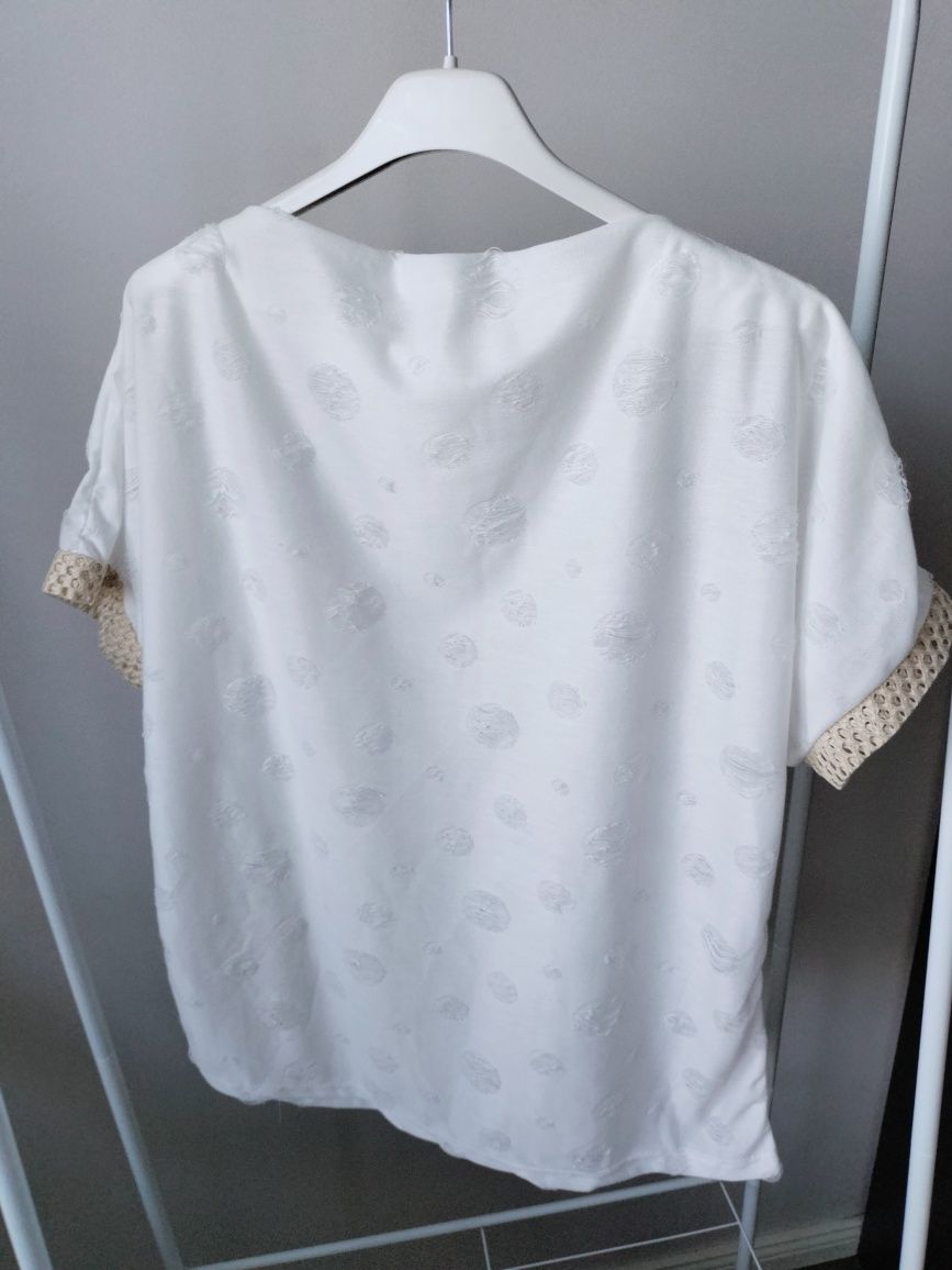Bluzka biała 100% bawełna  boho r.uni  S- 2XL