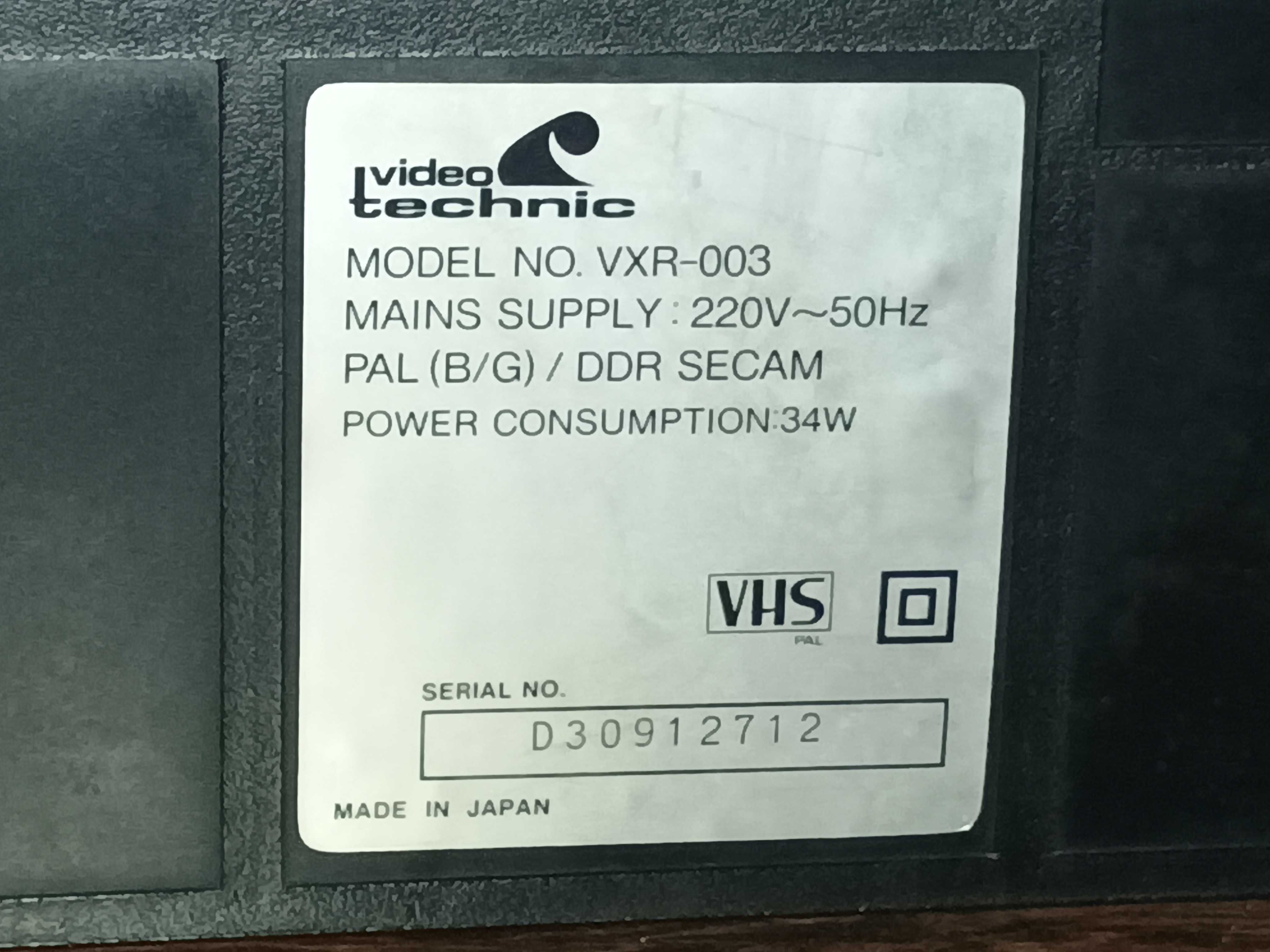 Odtwarzacz kaset VHS magnetowid z lat 80' Video Technic