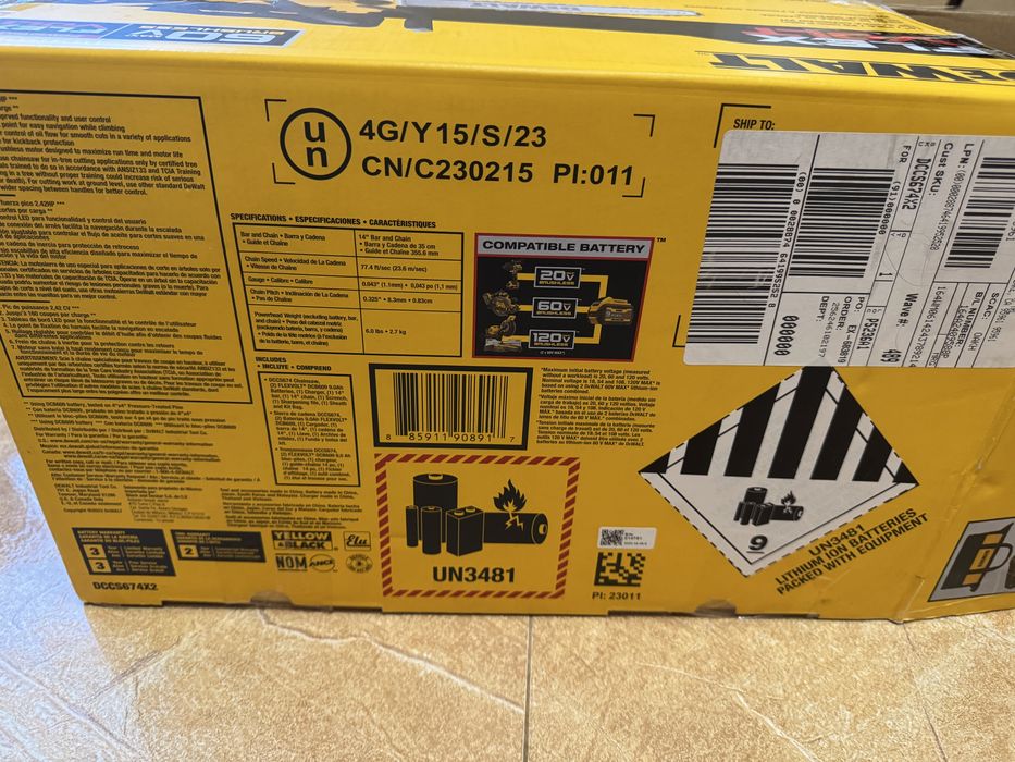 Ланцюгова пила DeWALT DCCS674 60V оригінал