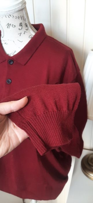 Burgundowy  męski wełniany sweter z kołnierzykiem maerz 42 44