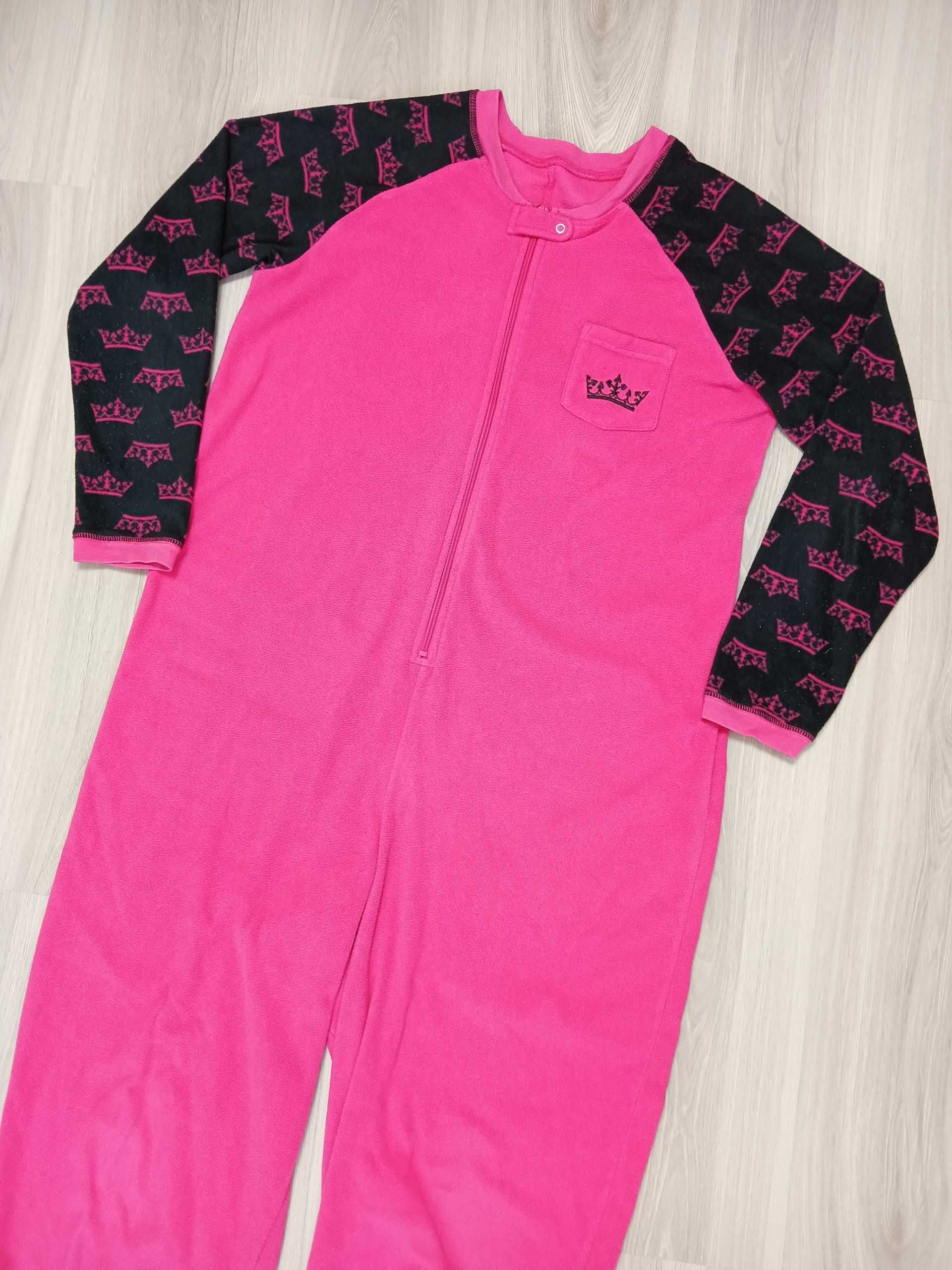 Ciepły kombinezon dresowy piżama body kostium strój różowy szlafrok M