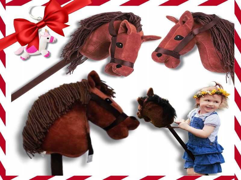 Nowy Hobby Horse Brązowy Koń na Kiju Realistycznym Dźwiękiem (OKAZJA)