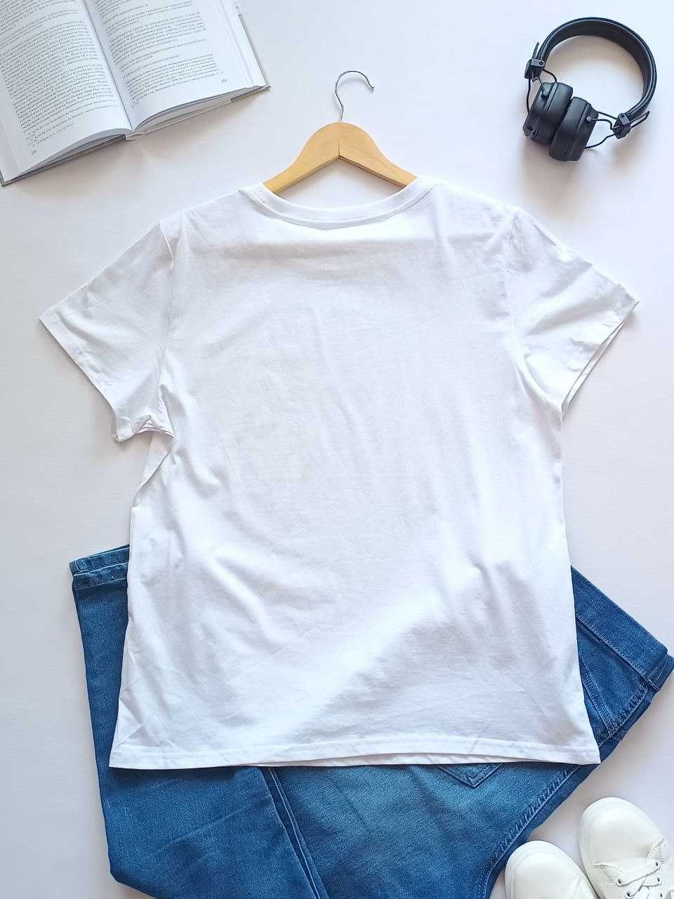 Nowa biała koszulka t-shirt z nadrukiem kota 100% bawełna damska 40 L