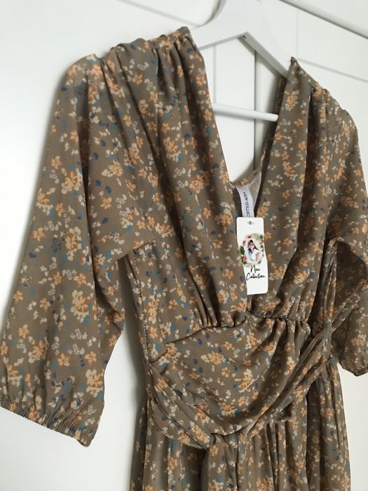 Długa sukienka w kwiaty retro vintage Dollyglamshop