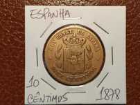 Espanha - moeda de 10 cêntimos de 1878