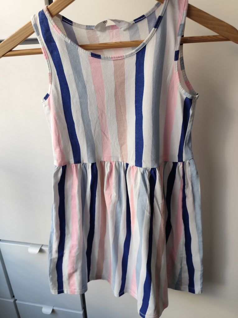 Sukienka dla dziewczynki bez rękawów w paski H&M r. 134/140