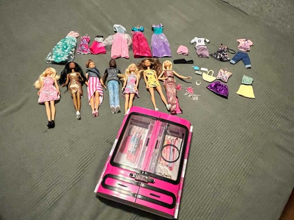 Barbie x 6 + Ken x 1 +  modna szafa na ubranka