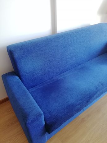Sofá-cama tecido azul