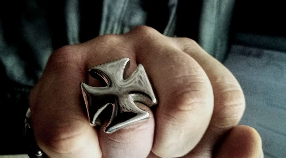 Sygnet w stylu Motorhead Chopper ciężkimi masywny krzyż maltański HD